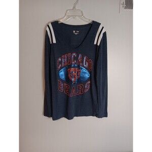 NFL Chicago Bears Womens Long Sleeve Pullover Tee Shirt Top Sz Medium Blue